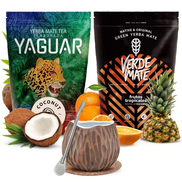 Verde Mate Yaguar Mate Tee Set Keramik Kalebasse Coconut Bombilla
