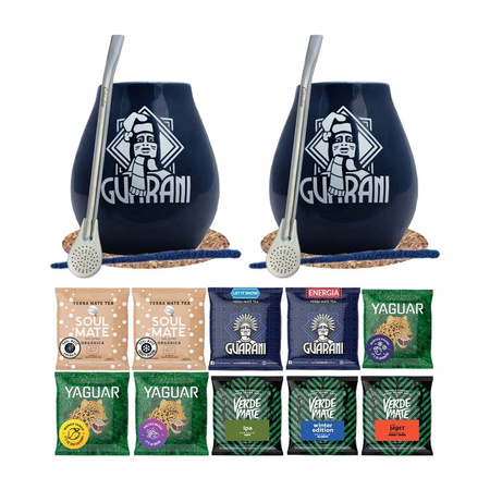 Geschenkset für Paare zu Weihnachten – Mate Tee 10 x 50 g (500 g) + 2 x Zubehör