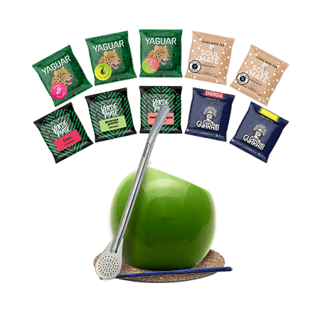 Set Yerba Mate Green 500g Mate Becher Bombilla 10x50g