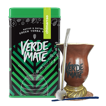 Set Yerbera Verde Mate Chimarrao 0.5kg Cuia