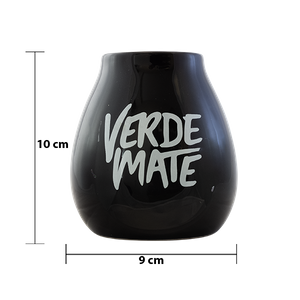 Mate-Kalebasse aus Keramik mit Verde-Mate-Logo (schwarz) 350 ml