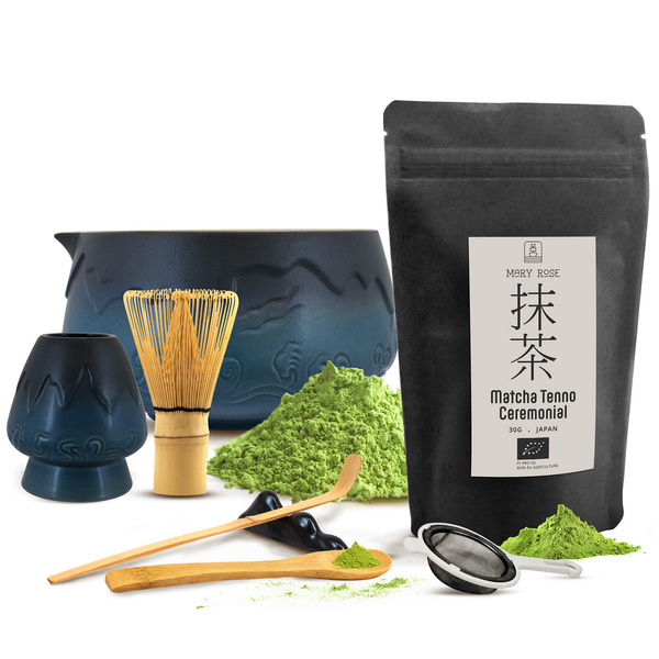 Zeremonielles Set zur Zubereitung von Matcha-Tee: japanischer Bio-Matcha 30g + Zubehör