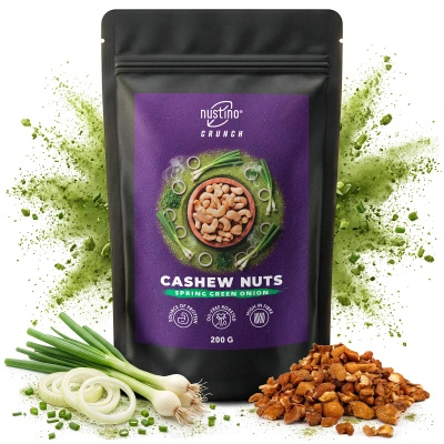 Nustino Crunch – Geröstete Cashewkerne – Spring Green Onion 200 g