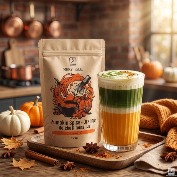 Set für bunten Matcha Latte: Matcha + Orange Matcha + Zubehör