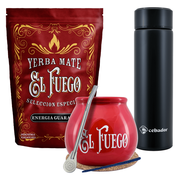 Set Yerba Mate El Fuego MOC 500g Kalebasse Thermoskanne