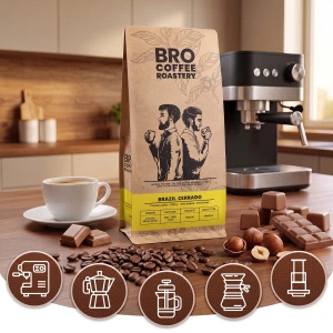 Set für Pumpkin Spice Latte: Kaffee Bro Coffee Roastery Brazil Cerrado 1kg + Pumpkin Spice Latte Mix 100g