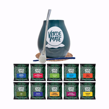 Geschenkset zu Weihnachten – Mate Tee Verde Mate Green 10 x 50 g (500 g) + Zubehör