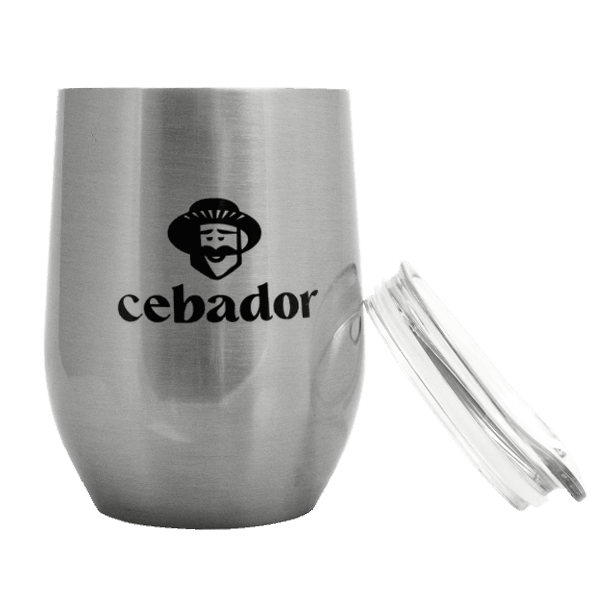 TermoLid – Thermo‑Becher für Mate Tee mit Deckel – Cebador (silberfarben) – 350 ml