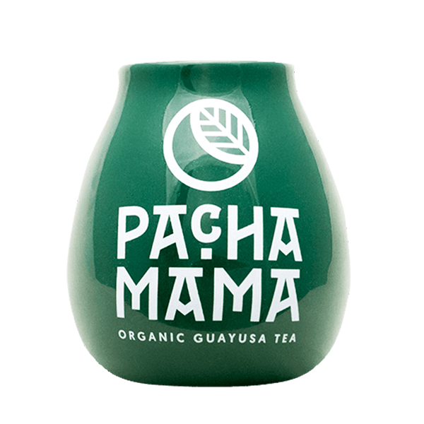 Mate-Kalebasse aus Keramik mit Pachamama-Logo (grün) 350 ml