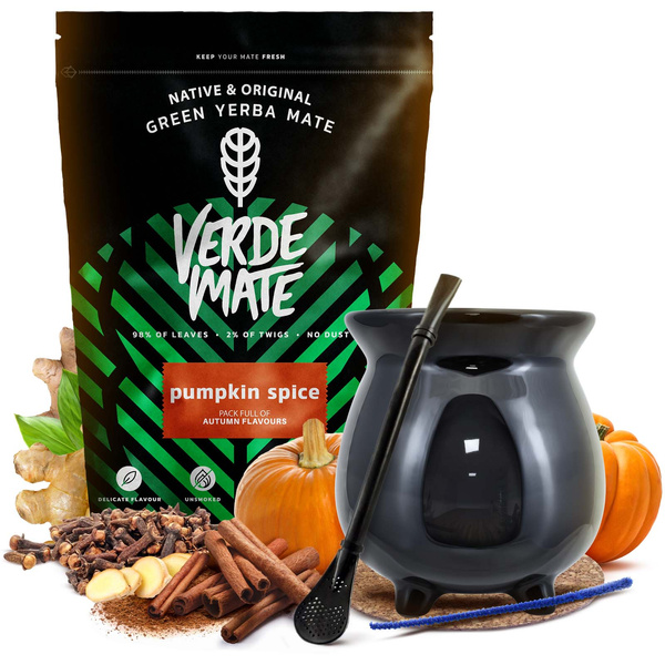 Starter‑Set Mate Tee Verde Mate Pumpkin Spice 500 g + Mate‑Becher Caldero Kessel