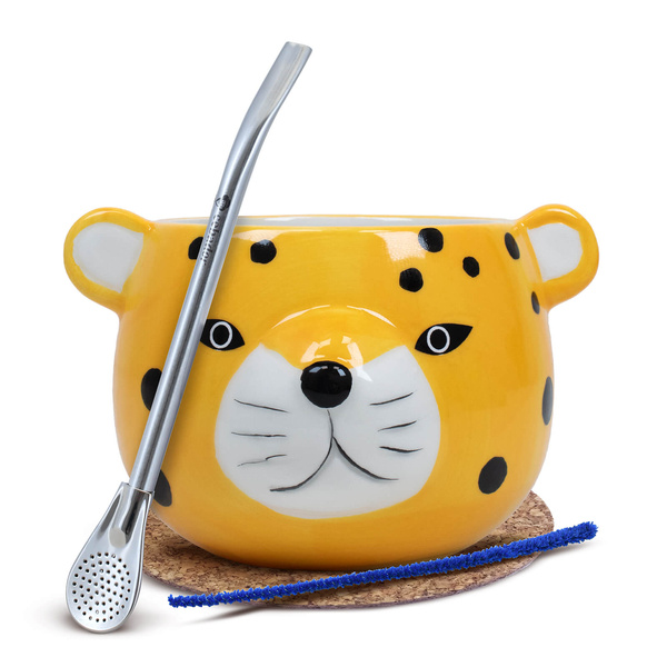 Yerba Mate Matero Gourd Gatito Bombilla-Set