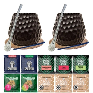 Yerba Mate Set für zwei Personen Bombilla Mate Becher 10x50g