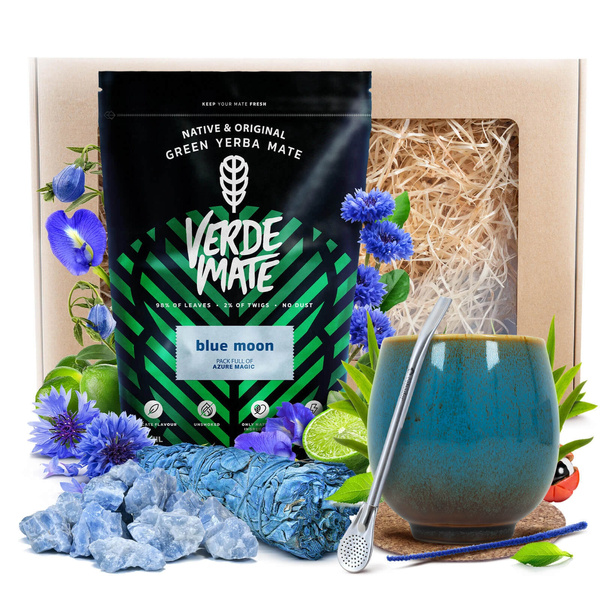 Esoterisches Geschenkset: Mate Tee + Weißer Salbei + Blauer Calcit