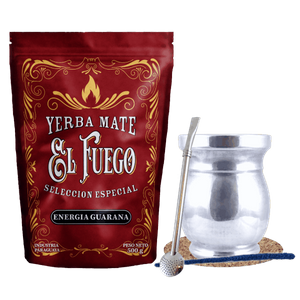 Mate Tee Set: El Fuego Energia Guarana 500g + Palo Santo + Bombilla