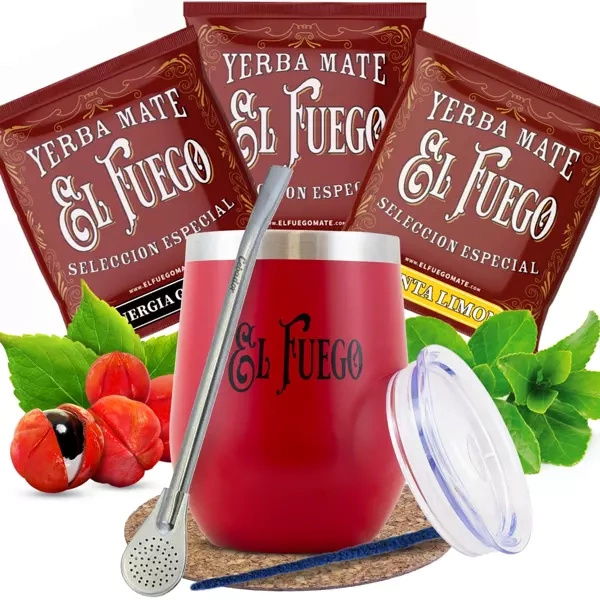 Mate Tee El Fuego Set: Proben 3x50g + TermoLid + Bombilla