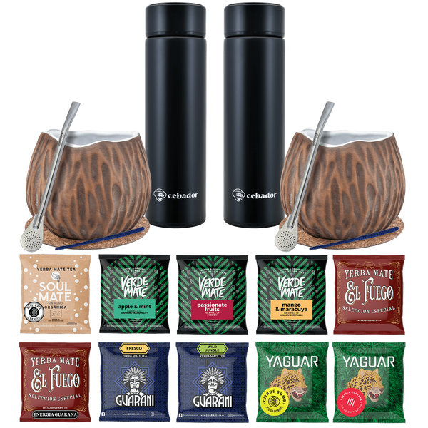 Yerba Mate Thermos Bombilla Set für zwei Personen 500g