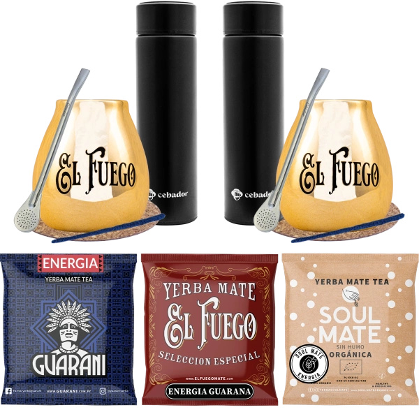 Set von Yerba Mate für Paare PREMIUM Kalebasse Thermoskanne