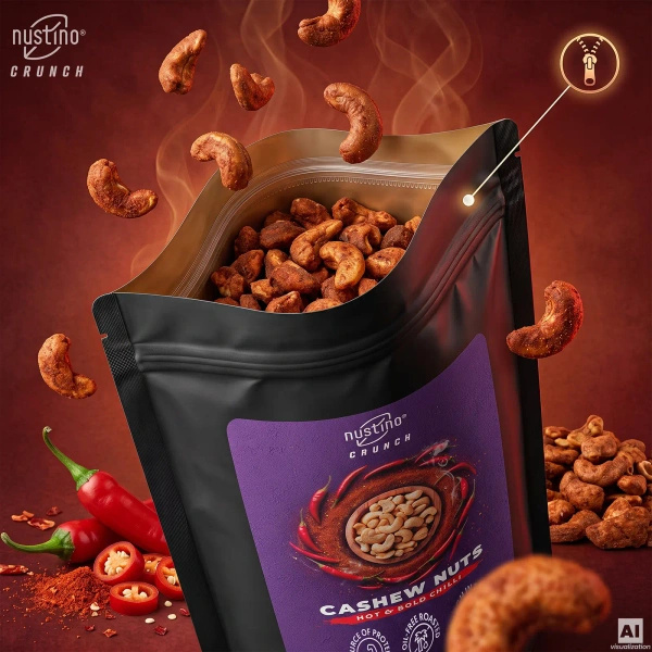 Nustino Crunch – Geröstete Cashewkerne – Hot & Bold Chilli 100 g
