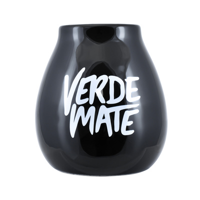 Mate-Kalebasse aus Keramik mit Verde-Mate-Logo (schwarz) 350 ml