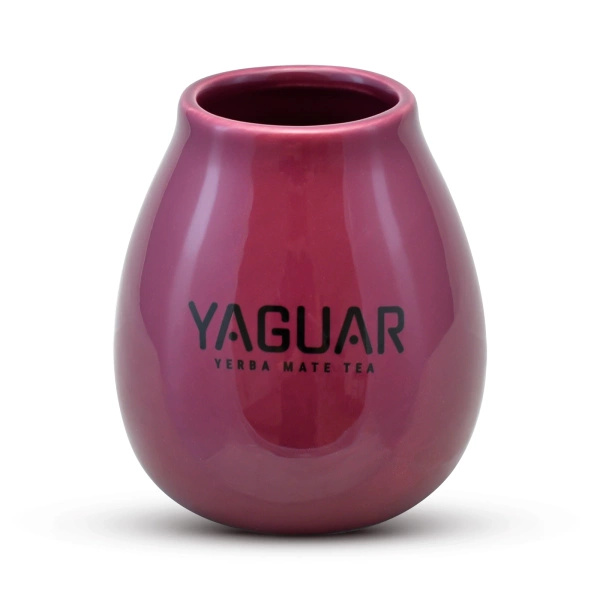 Keramischer Mate Becher mit dem Logo Yaguar (violett) 350 ml