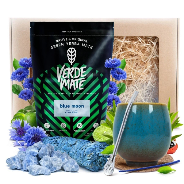 Esoterisches Geschenkset: Mate Tee + Weißer Salbei + Blauer Calcit