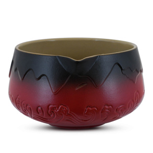 Matchawan – Keramisches Schälchen für Matcha mit Ausguss – Mountain (rot)