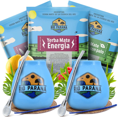 Rio Parana Mate Tee Set FÜR ZWEI Kalebasse Bombilla