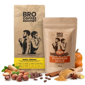 Set für Pumpkin Spice Latte: Kaffee Bro Coffee Roastery Brazil Cerrado 1kg + Pumpkin Spice Latte Mix 100g