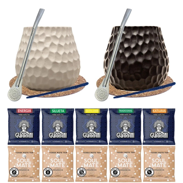 Mate Tee Set für Paare Yerba Mate Matero Bombilla 10x50g