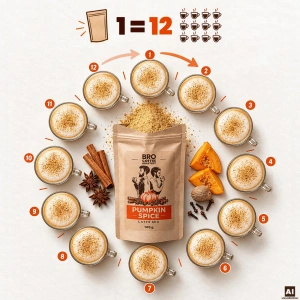 Set für Pumpkin Spice Latte: Kaffee Bro Coffee Roastery Brazil Samba 1kg + Pumpkin Spice Latte Mix 100g