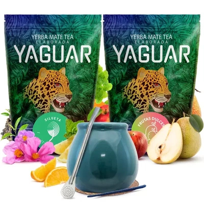 Yaguar Mate Tee Set Keramik Kalebasse Bombilla
