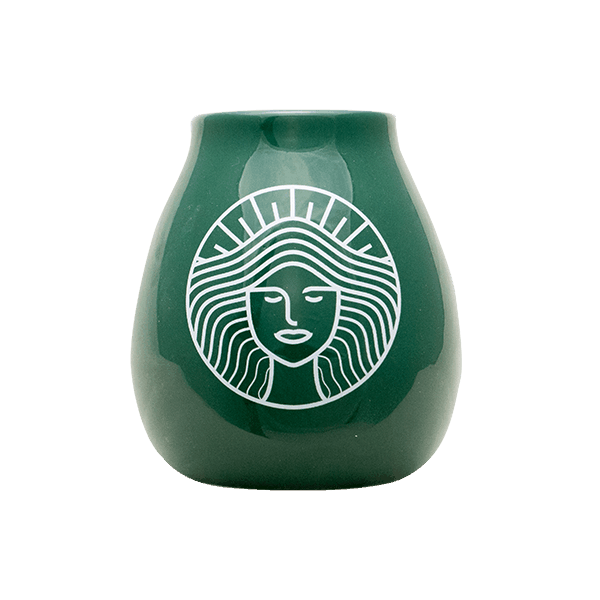 Mate-Kalebasse aus Keramik mit Pachamama-Logo (grün) 350 ml