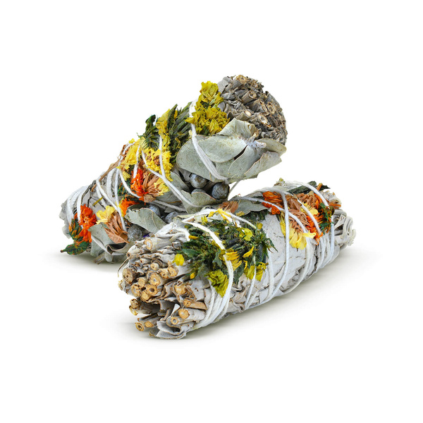 Weißer Salbei mit Frühlings-Sinuata und Eukalyptus – Weihrauch 20-30 g (Bündel)