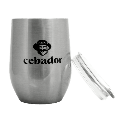 TermoLid – Thermo‑Becher für Mate Tee mit Deckel – Cebador (silberfarben) – 350 ml