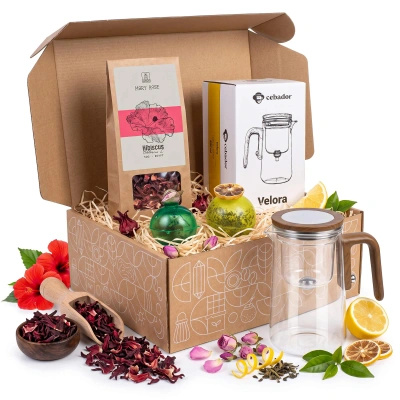 Geschenkset Mary Rose: getrocknete Blüten + Teebomben + Teekanne