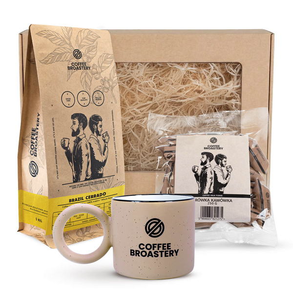 Coffee Broastery Geschenkset: Brazil Cerrado Kaffee + Kaffee-Milchkaramellen + Becher
