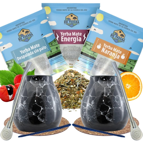 Mate Tee Set FÜR ZWEI Kalebasse + Bombilla