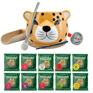 Yerba Mate Set 10x50g Kalebasse Gatito Yaguar