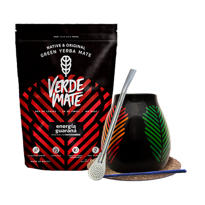 Mate Tee Set: Verde Mate Energía Guaraná 500g + Kalebasse + Bombilla