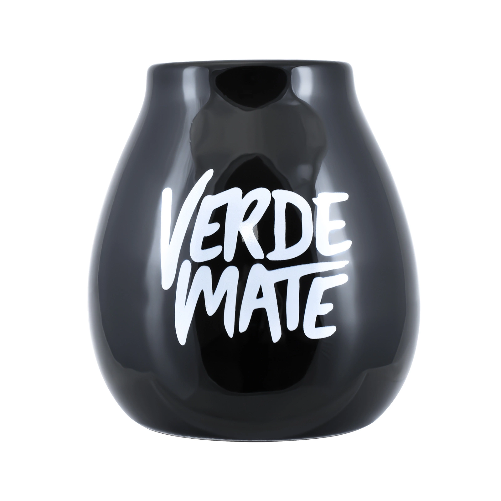 Schwarzer Mate-Becher aus Keramik mit Verde Mate-Logo, 350 ml
