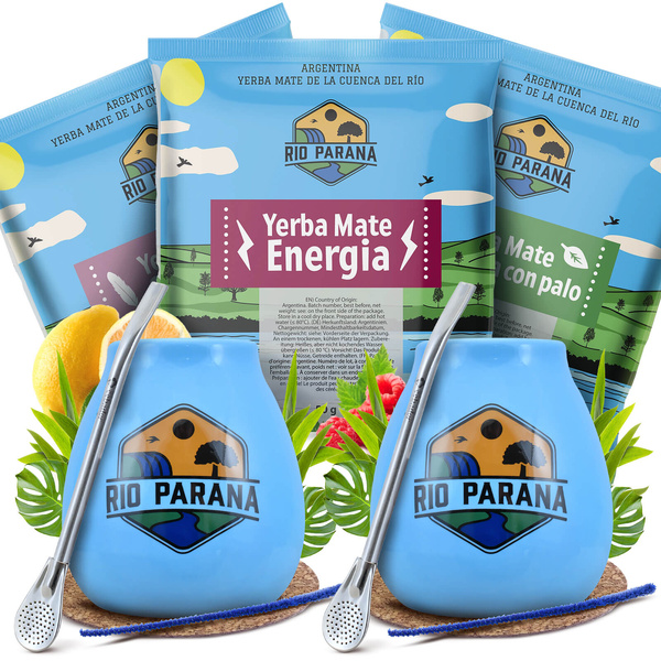 Rio Parana Mate Tee Set FÜR ZWEI Kalebasse Bombilla