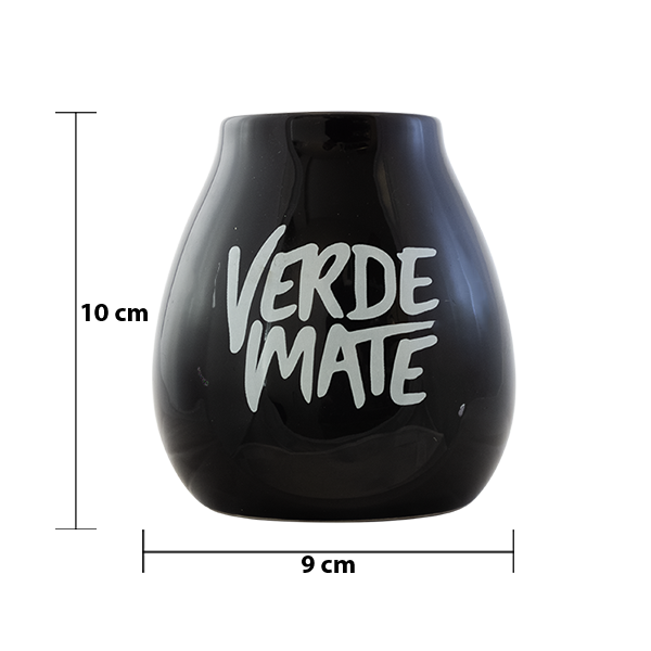 Mate-Kalebasse aus Keramik mit Verde-Mate-Logo (schwarz) 350 ml