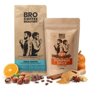 Set für Pumpkin Spice Latte: Kaffee Bro Coffee Roastery Brazil Guaxupe 1kg + Pumpkin Spice Latte Mix 100g