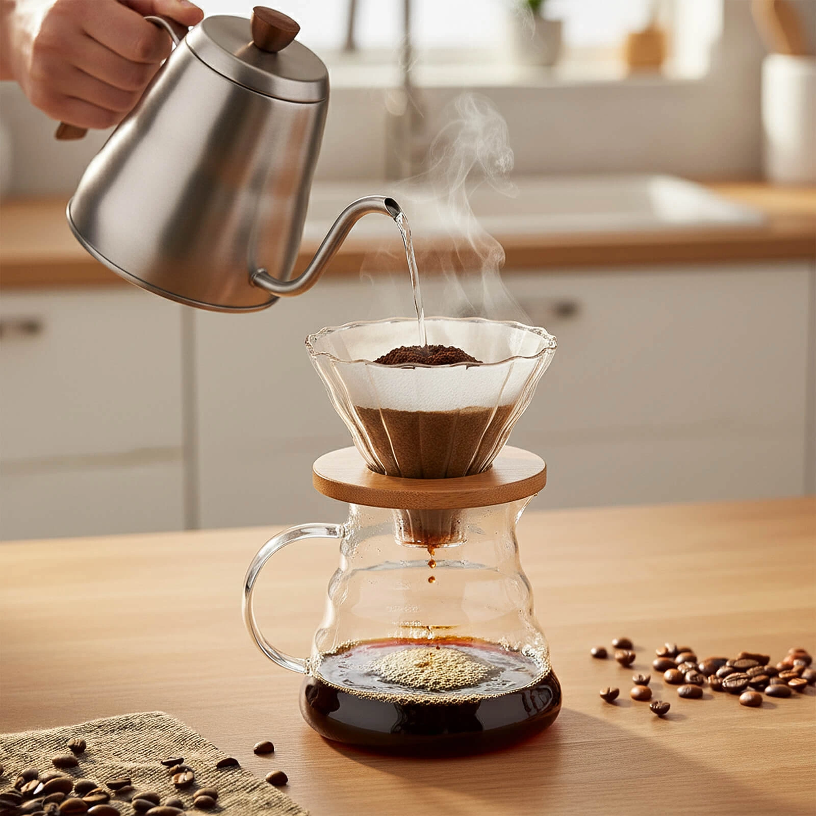 Pour-over coffee set with dripper and jug