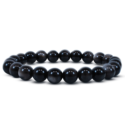 Armband mit silbernem Obsidian
