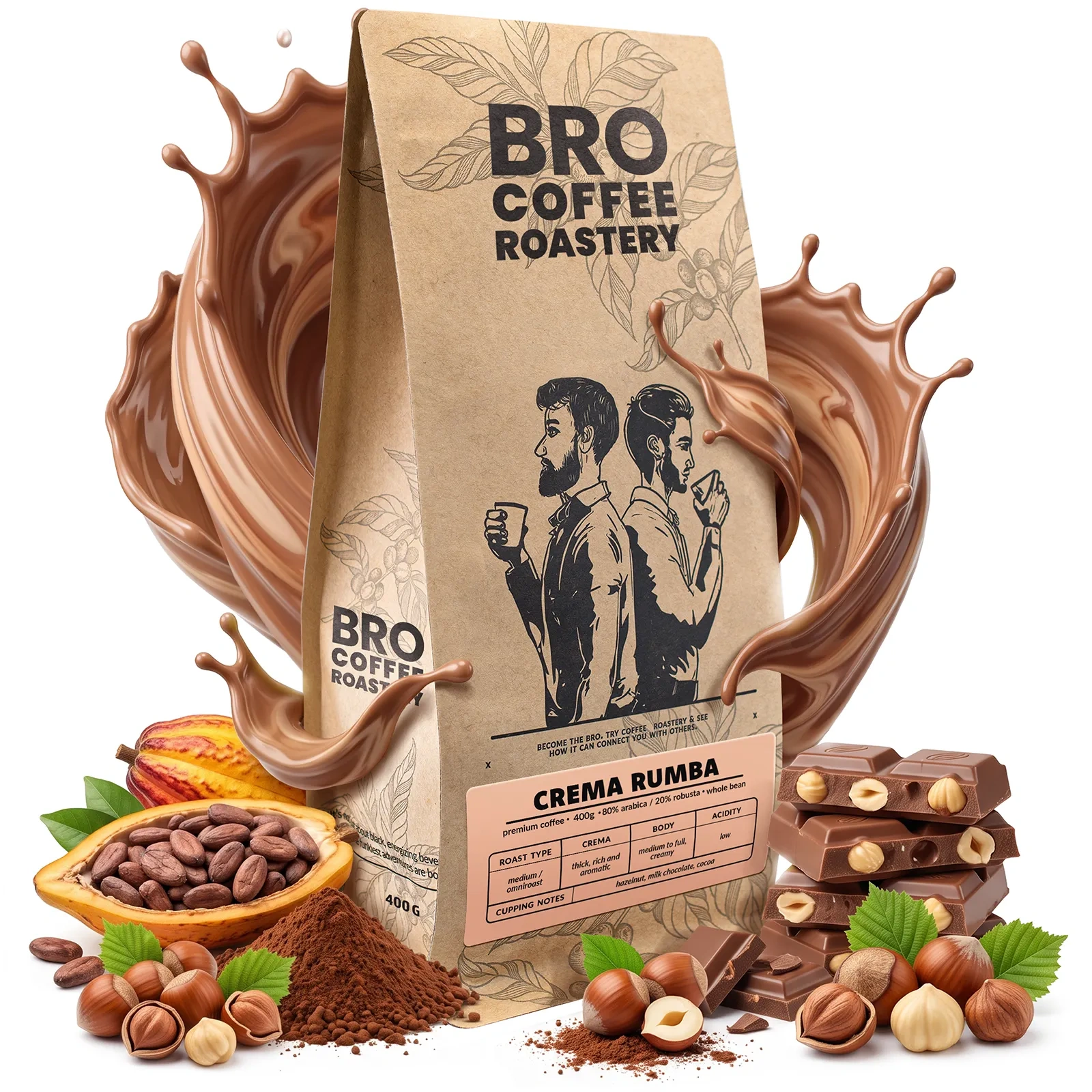 Bro Coffee Roastery Crema Rumba - Bohnenkaffee aus 80 % Arabica und 20 % Robusta