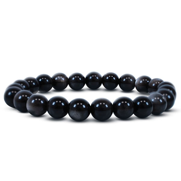 Armband mit silbernem Obsidian