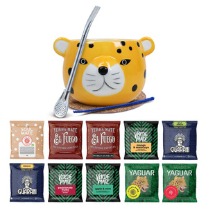 Yerba Mate Set 10x50g Kalebasse Gatito Bombilla