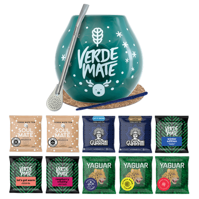 Yerba Mate Set 10x50g Winterkürbis Bombilla