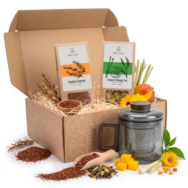 Geschenkset mit losem Mary Rose Tee 2x50g + Tasse mit Teesieb